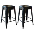 Amerihome Loft Black 24" Metal Bar Stool, PK2 BS24BLK